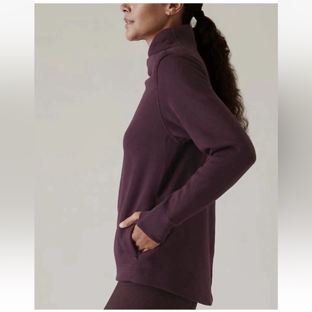 Athleta Cozy Karma Twist Neck Sweatshirt — Spiced Cabernet — Sz XS - Picture 2 of 6